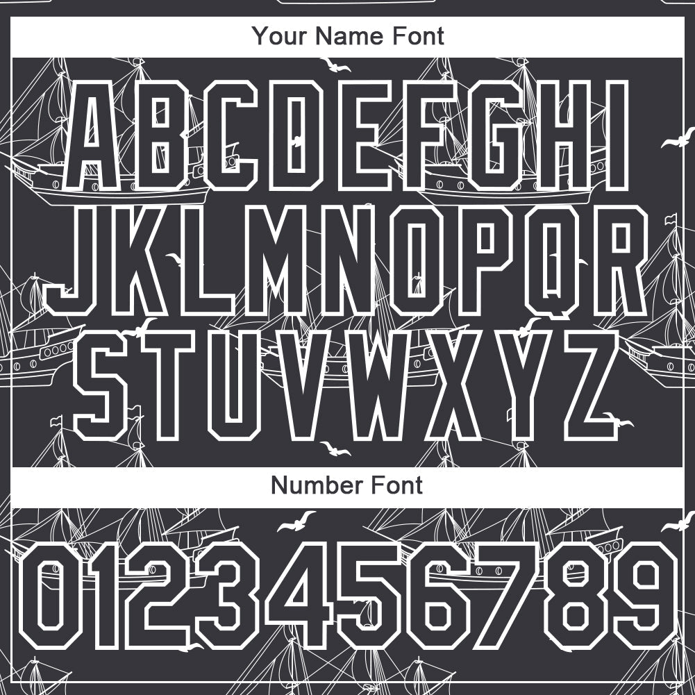 Custom Steel Gray White 3D Pattern Design Ship Frigate With Seagulls Authentic Baseball Jersey - Sky-Custom