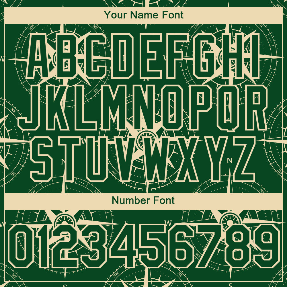 Custom Green City Cream 3D Pattern Design Navigation Compass Authentic Baseball Jersey - Sky-Custom