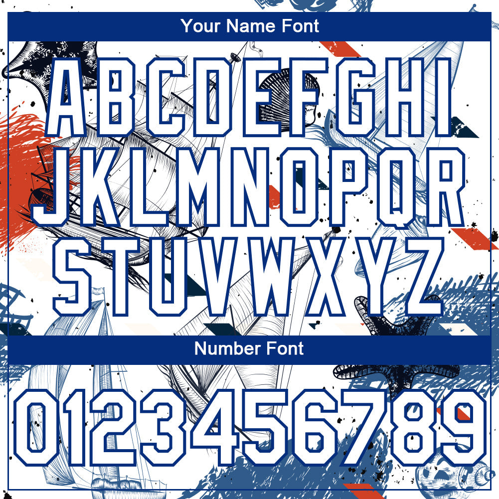 Custom White Royal 3D Pattern Design Sailing Boats Authentic Baseball Jersey - Sky-Custom