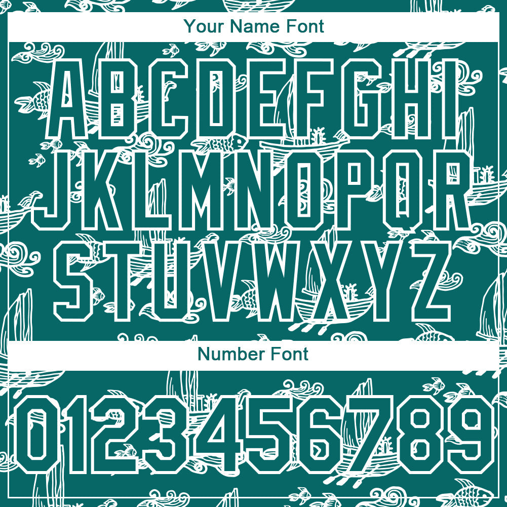 Custom Teal White 3D Pattern Design Boats And Fish Authentic Baseball Jersey - Sky-Custom