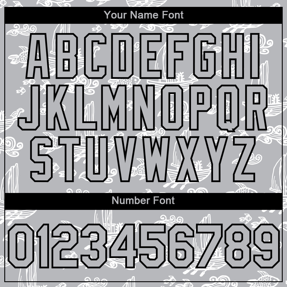 Custom Gray Black 3D Pattern Design Boats And Fish Authentic Baseball Jersey - Sky-Custom