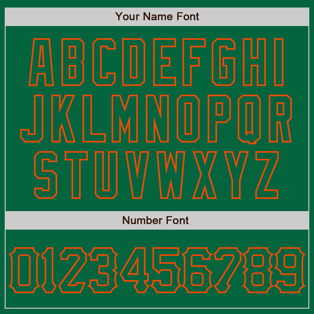 Custom Kelly Green Orange 3D Pattern Design Abstract Network Authentic Baseball Jersey - Sky-Custom