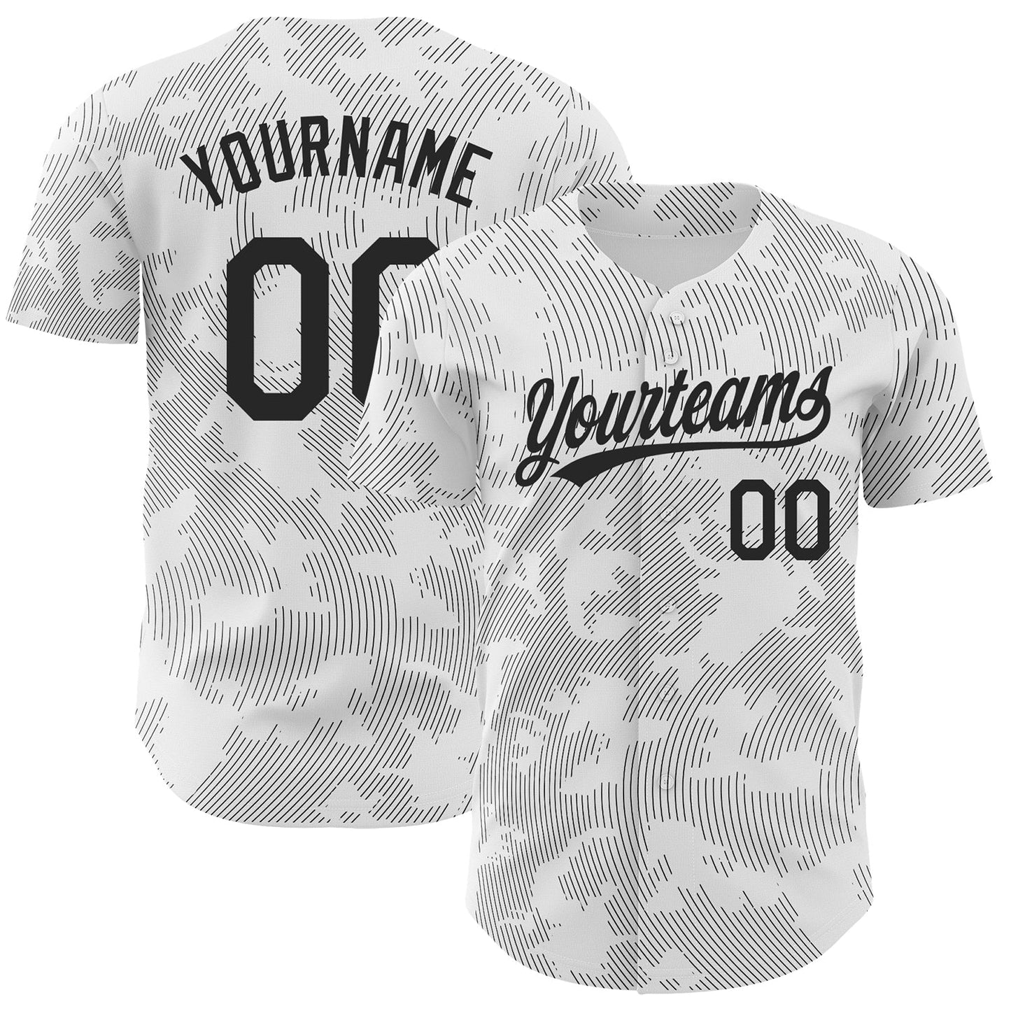 Custom White Black 3D Pattern Design Curve Lines Authentic Baseball Jersey - Sky-Custom