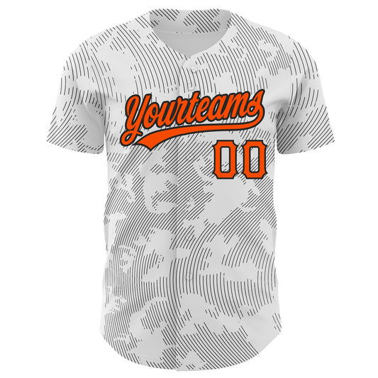 Custom White Orange-Black 3D Pattern Design Curve Lines Authentic Baseball Jersey - Sky-Custom