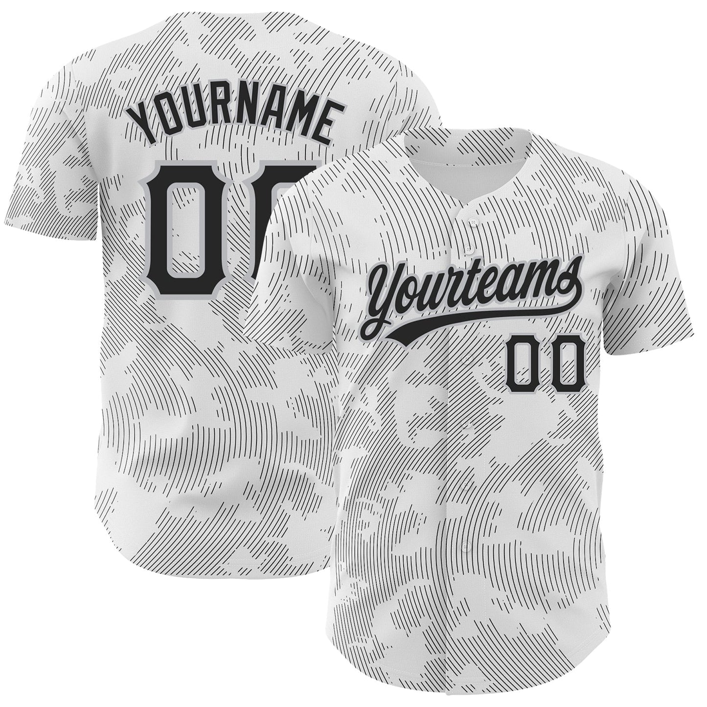 Custom White Black-Gray 3D Pattern Design Curve Lines Authentic Baseball Jersey - Sky-Custom