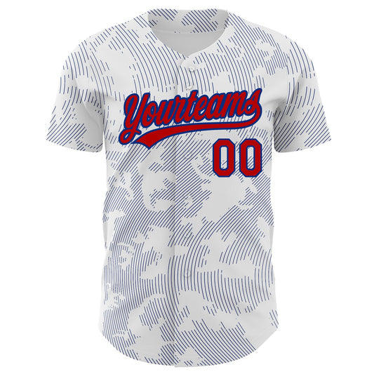 Custom White Red-Royal 3D Pattern Design Curve Lines Authentic Baseball Jersey - Sky-Custom