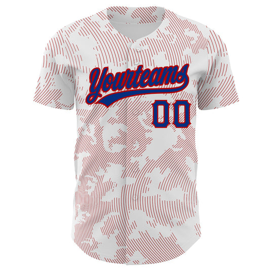 Custom White Royal-Red 3D Pattern Design Curve Lines Authentic Baseball Jersey - Sky-Custom