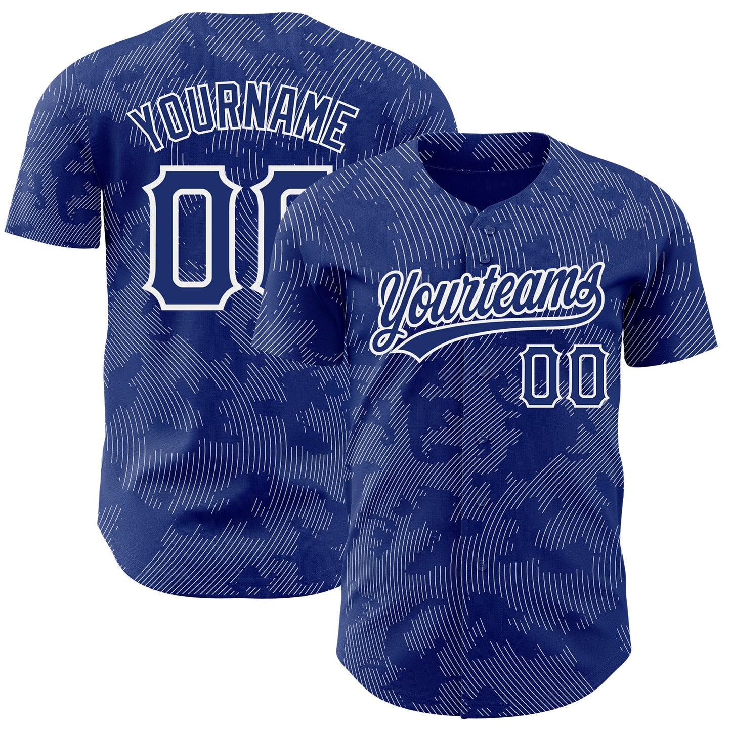 Custom Royal White 3D Pattern Design Curve Lines Authentic Baseball Jersey - Sky-Custom