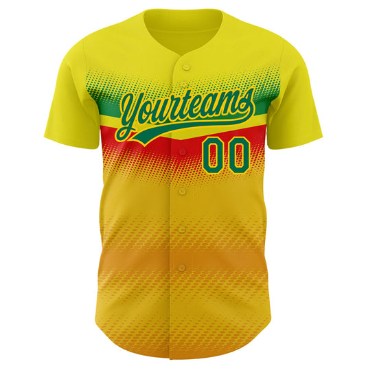 Custom Yellow Kelly Green 3D Pattern Design Abstract Vibe Dots Authentic Baseball Jersey - Sky-Custom