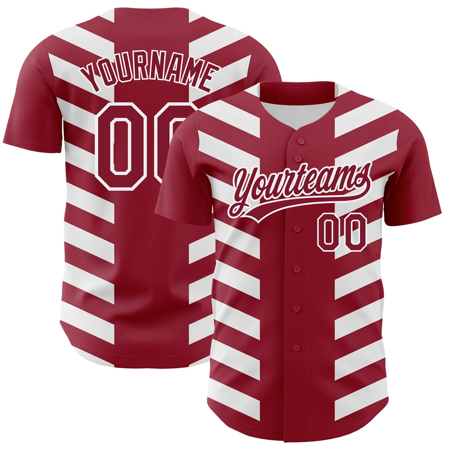 Custom Crimson White 3D Pattern Design Side Stripes Authentic Baseball Jersey - Sky-Custom