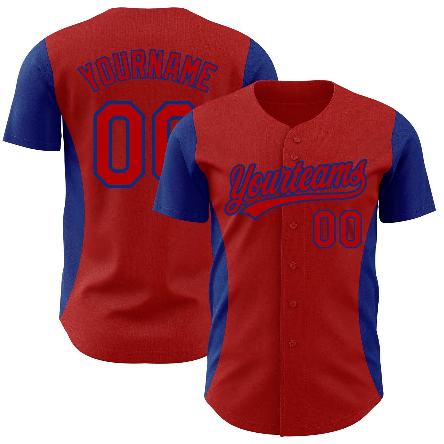 Custom Red Royal 3D Pattern Design Side Stripes Authentic Baseball Jersey - Sky-Custom
