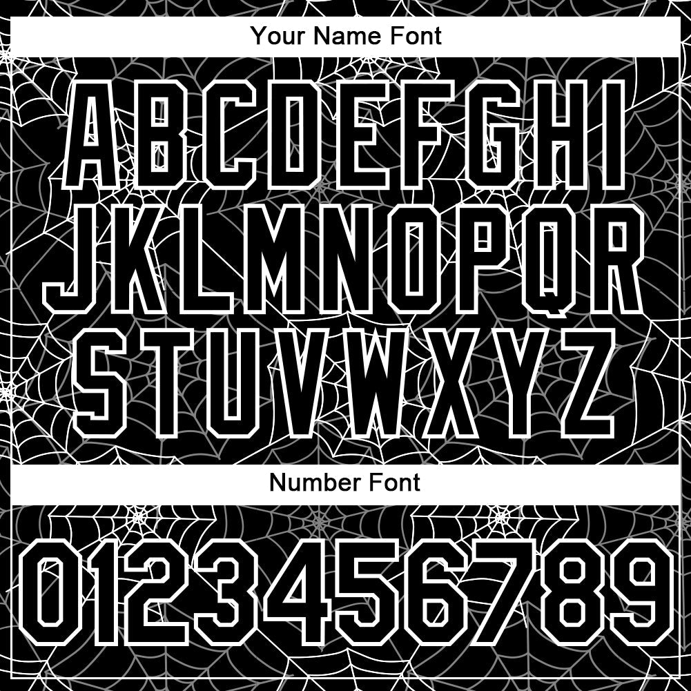 Custom Black White 3D Pattern Design Spider Web Authentic Baseball Jersey - Sky-Custom
