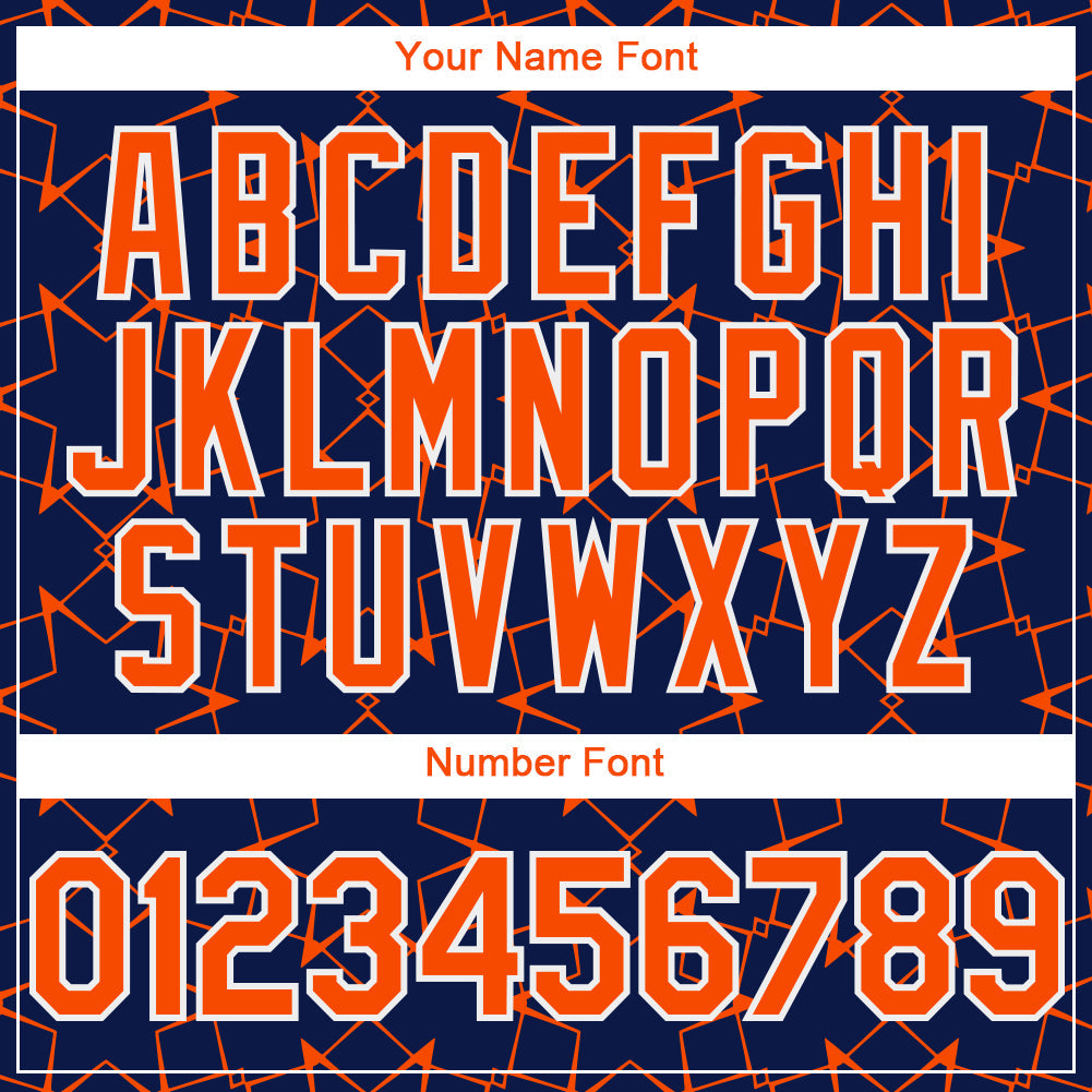 Custom Navy Orange-White 3D Pattern Design Star Lines Authentic Baseball Jersey - Sky-Custom