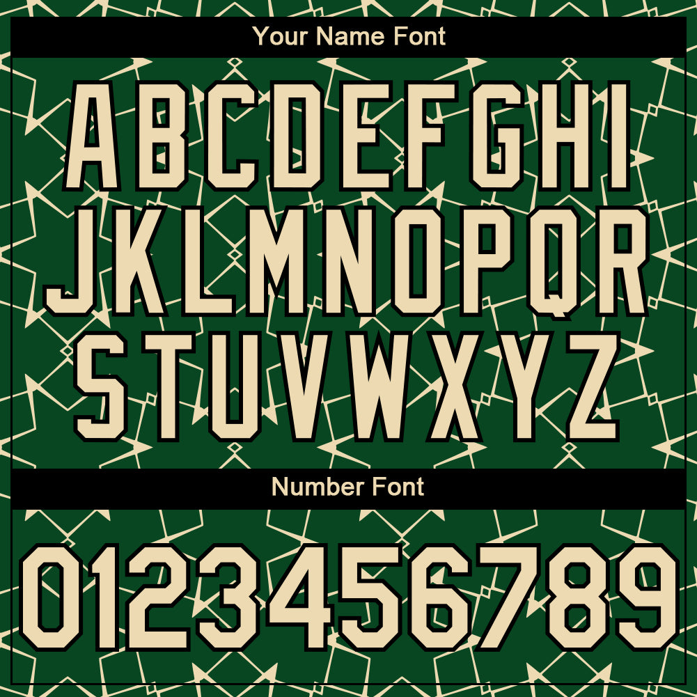 Custom Green Cream-Black 3D Pattern Design Star Lines Authentic Baseball Jersey - Sky-Custom