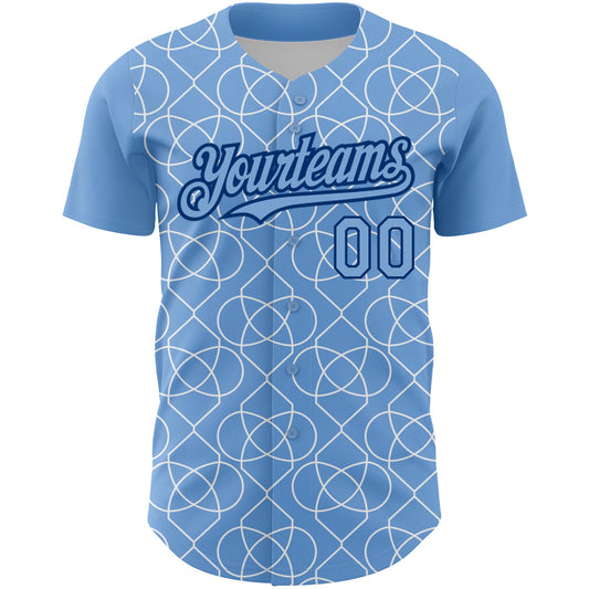 Custom Light Blue Black-White 3D Pattern Design Arabesque Shape Authentic Baseball Jersey - Sky-Custom