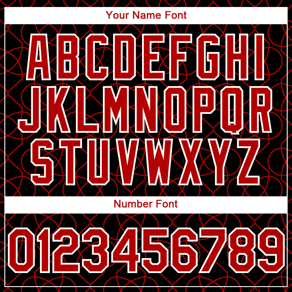Custom Black Red-White 3D Pattern Design Arabesque Shape Authentic Baseball Jersey - Sky-Custom