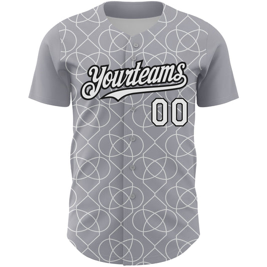 Custom Gray White-Black 3D Pattern Design Arabesque Shape Authentic Baseball Jersey - Sky-Custom