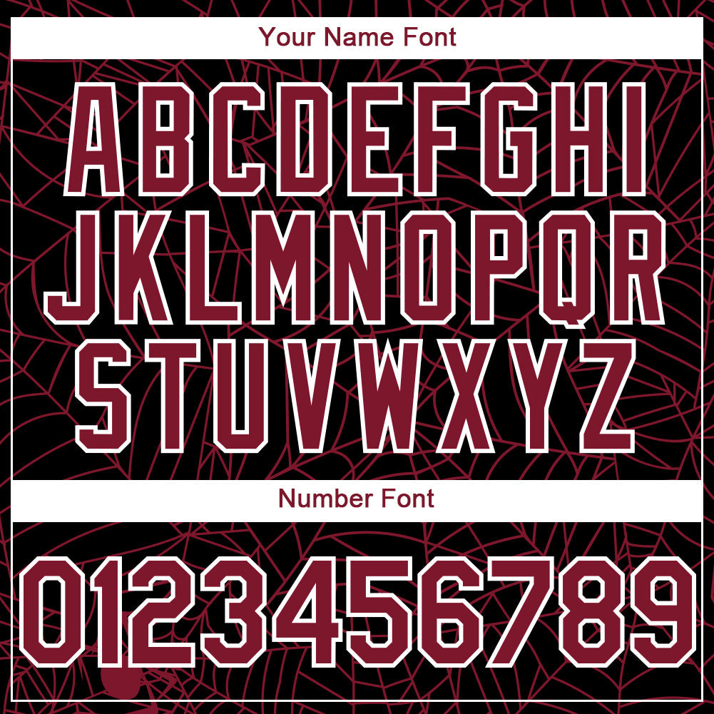 Custom Black Crimson-White 3D Pattern Design Spider Web Authentic Baseball Jersey - Sky-Custom