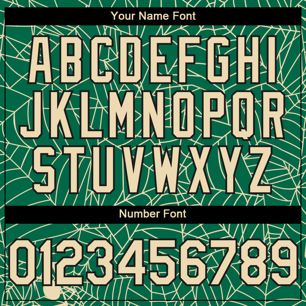 Custom Kelly Green Cream-Black 3D Pattern Design Spider Web Authentic Baseball Jersey - Sky-Custom