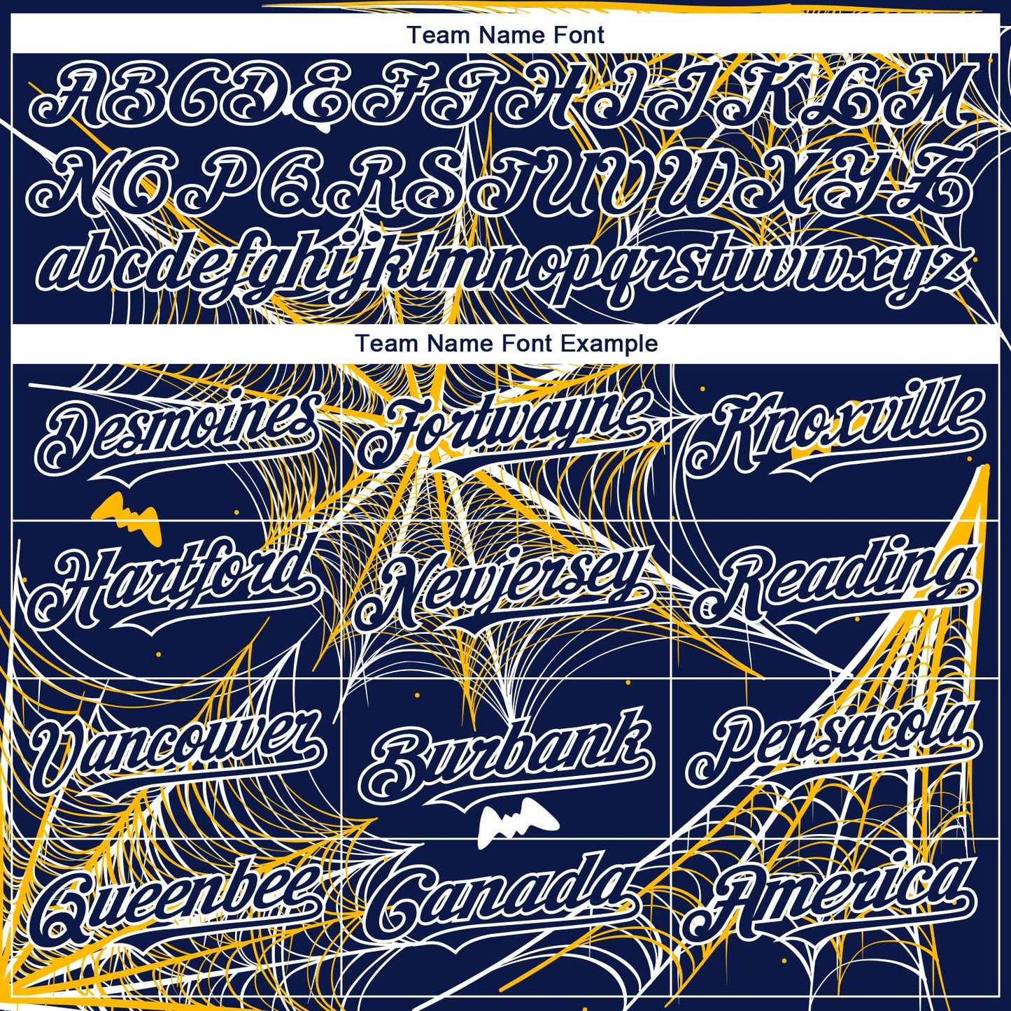Custom Navy Gold-White 3D Pattern Design Spider Web Authentic Baseball Jersey - Sky-Custom