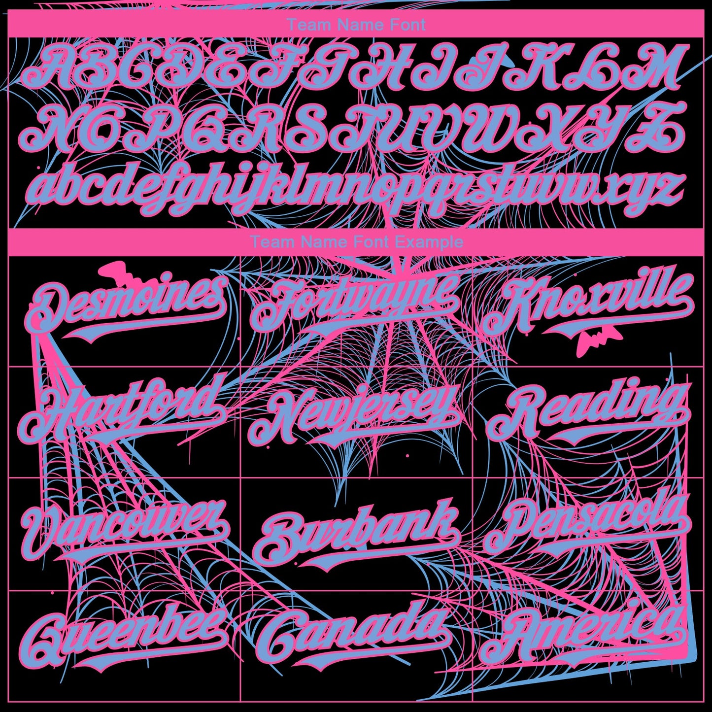 Custom Black Light Blue-Pink 3D Pattern Design Spider Web Authentic Baseball Jersey - Sky-Custom