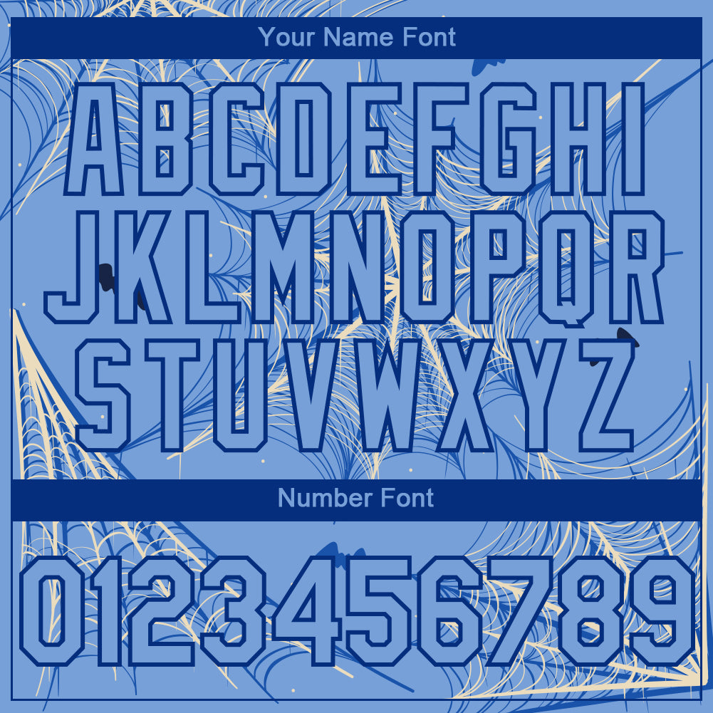 Custom Light Blue Cream-Royal 3D Pattern Design Spider Web Authentic Baseball Jersey - Sky-Custom