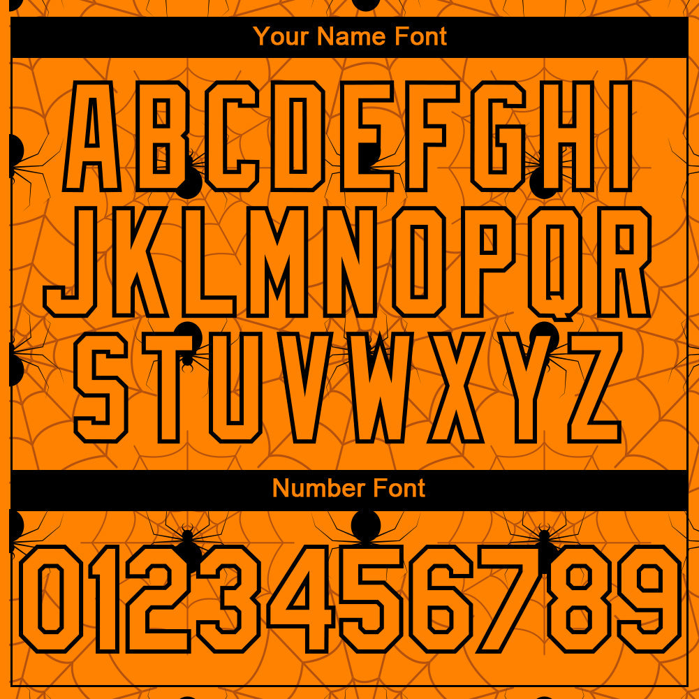 Custom Bay Orange Black 3D Pattern Design Spider Web Authentic Baseball Jersey - Sky-Custom