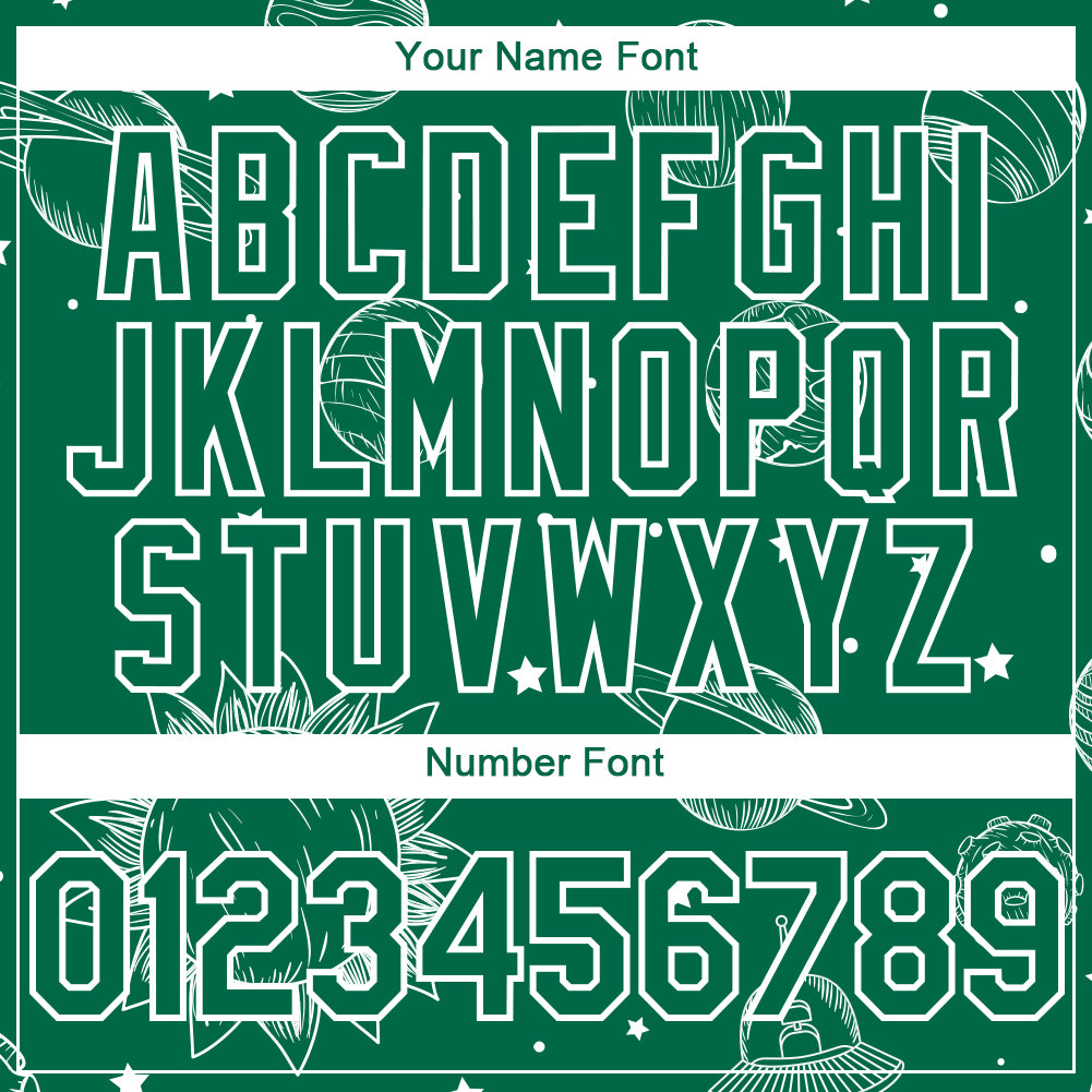 Custom Kelly Green White 3D Pattern Design Planets Authentic Baseball Jersey - Sky-Custom