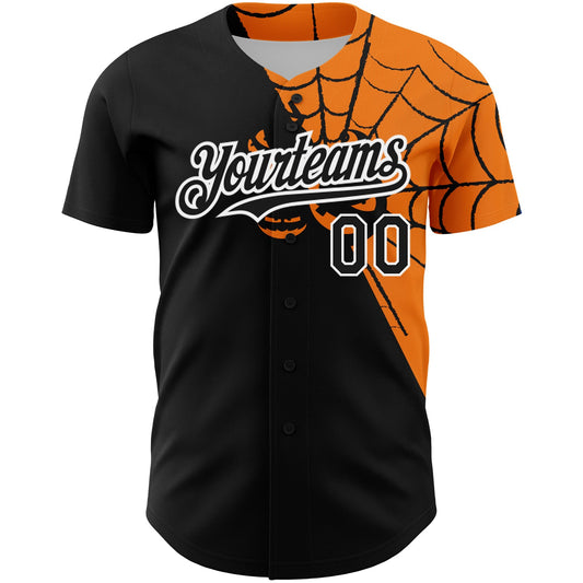 Custom Black Bay Orange-White 3D Pattern Design Spider Web Authentic Baseball Jersey - Sky-Custom