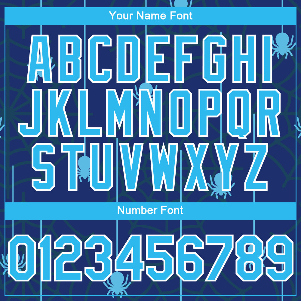 Custom Royal Sky Blue-White 3D Pattern Design Spider Web Authentic Baseball Jersey - Sky-Custom