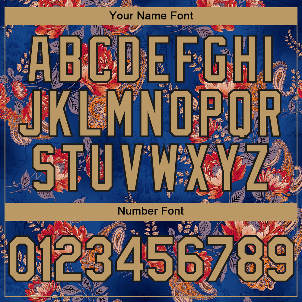 Custom Navy Old Gold-Black 3D Pattern Design Northeast China Big Flower Authentic Baseball Jersey - Sky-Custom