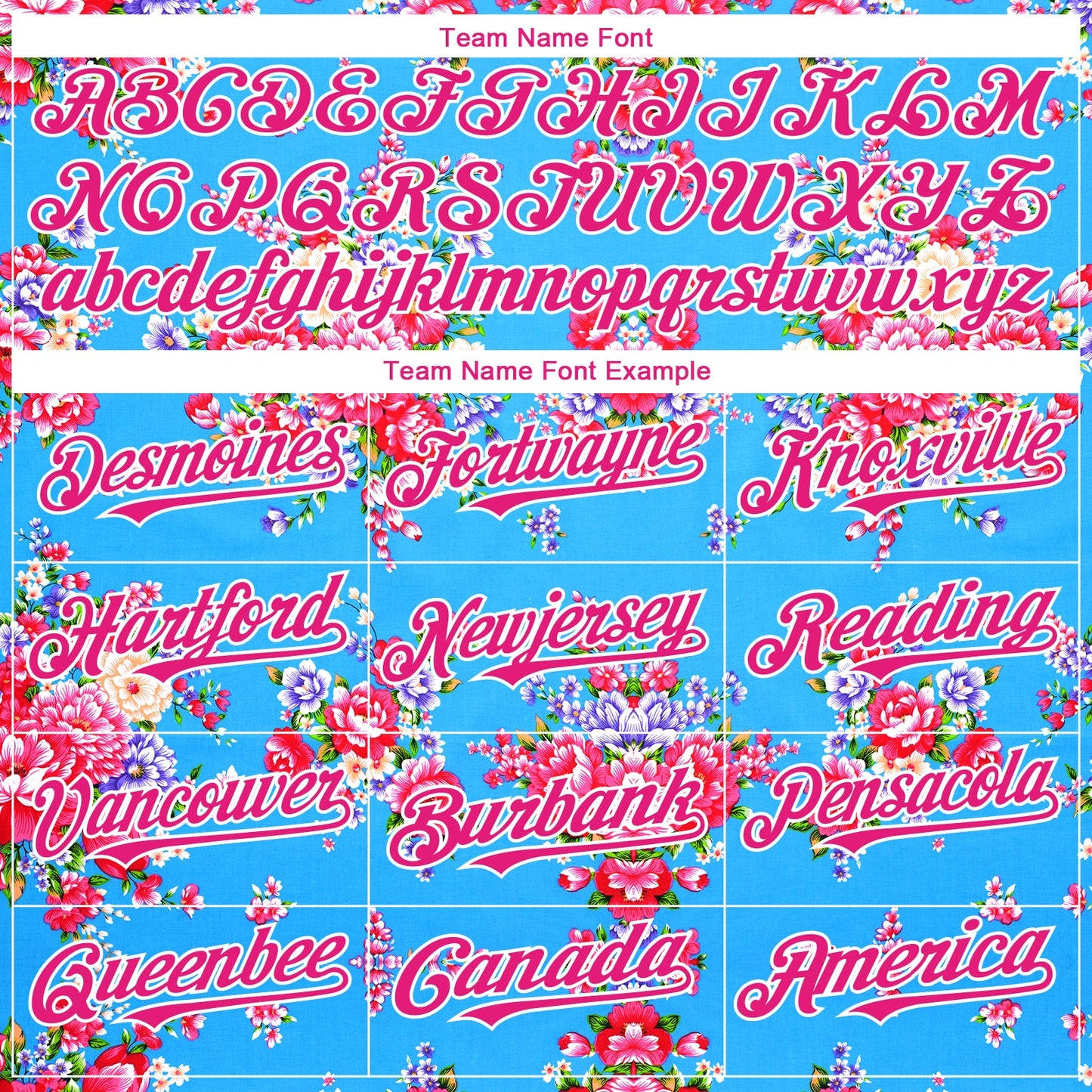 Custom Electric Blue Hot Pink-White 3D Pattern Design Northeast China Big Flower Authentic Baseball Jersey - Sky-Custom