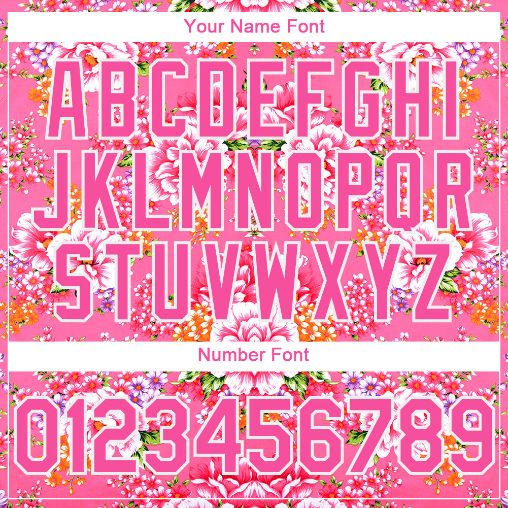 Custom Neon Pink Pink-White 3D Pattern Design Northeast China Big Flower Authentic Baseball Jersey - Sky-Custom