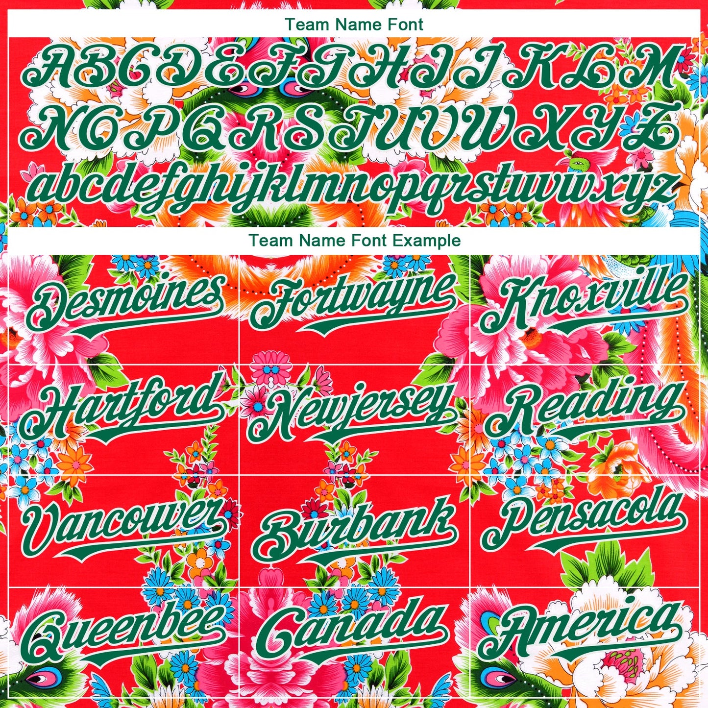 Custom Red Kelly Green-White 3D Pattern Design Northeast China Big Flower Authentic Baseball Jersey - Sky-Custom