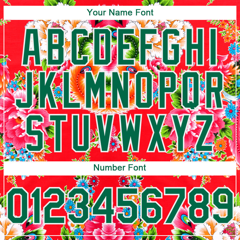 Custom Red Kelly Green-White 3D Pattern Design Northeast China Big Flower Authentic Baseball Jersey - Sky-Custom