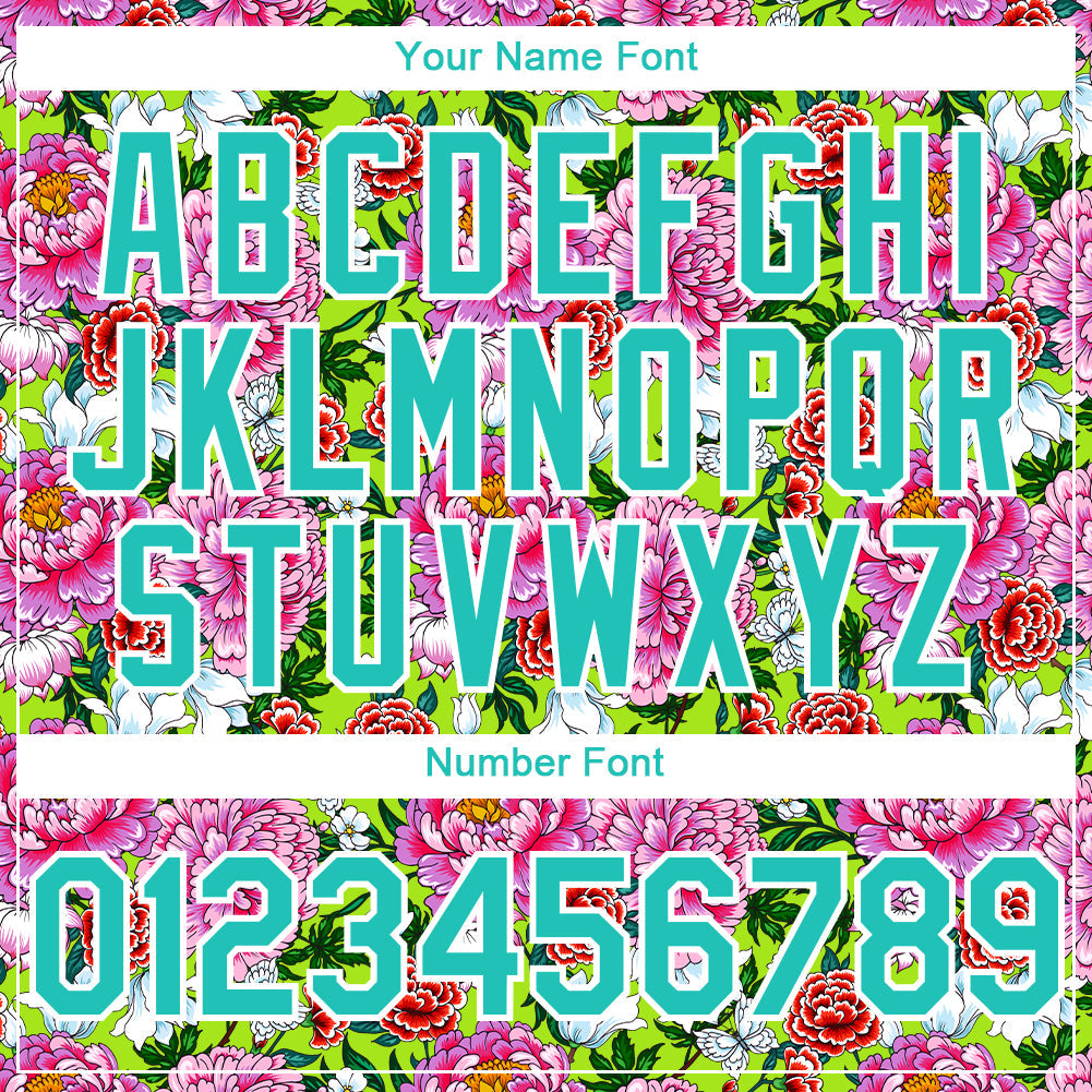 Custom Pink Aqua-White 3D Pattern Design Northeast China Big Flower Authentic Baseball Jersey - Sky-Custom