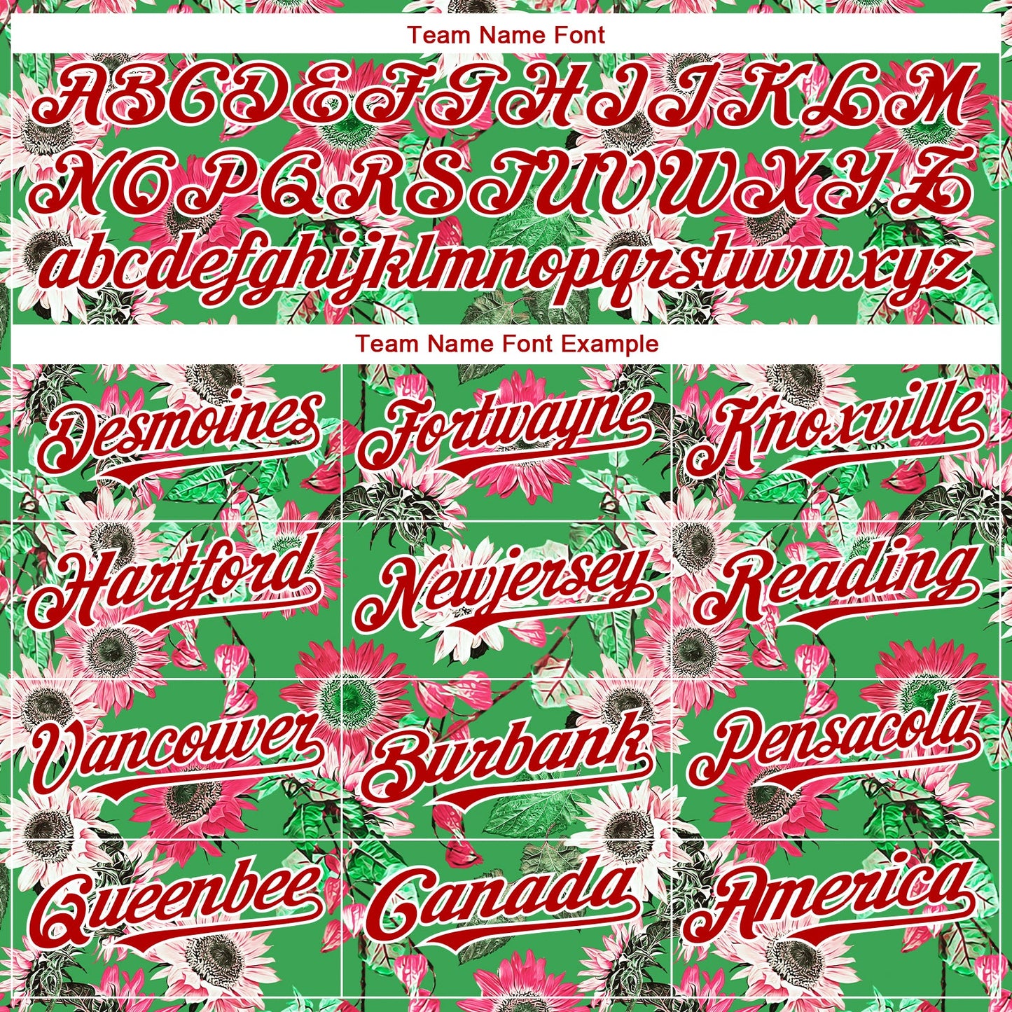 Custom Grass Green Red-White 3D Pattern Design Northeast China Big Flower Authentic Baseball Jersey - Sky-Custom