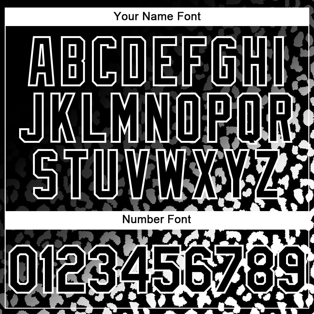 Custom Black White 3D Pattern Design Leopard Print Fade Fashion Authentic Baseball Jersey - Sky-Custom