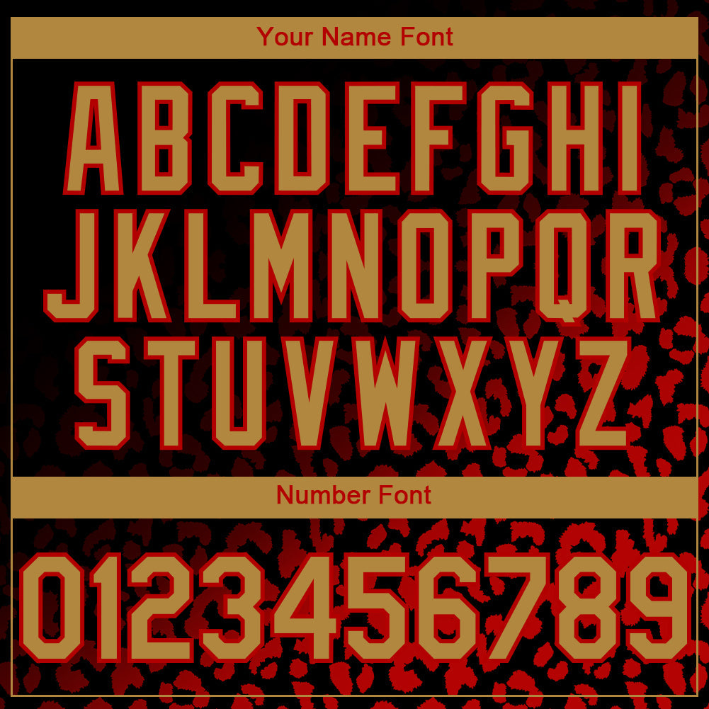 Custom Black Old Gold-Red 3D Pattern Design Leopard Print Fade Fashion Authentic Baseball Jersey - Sky-Custom