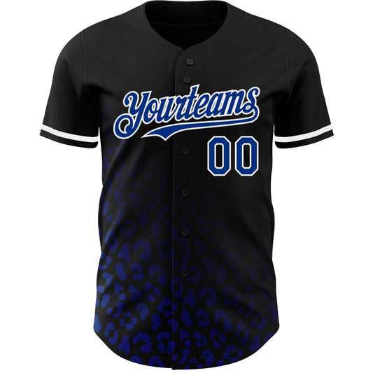 Custom Black Royal-White 3D Pattern Design Leopard Print Fade Fashion Authentic Baseball Jersey - Sky-Custom