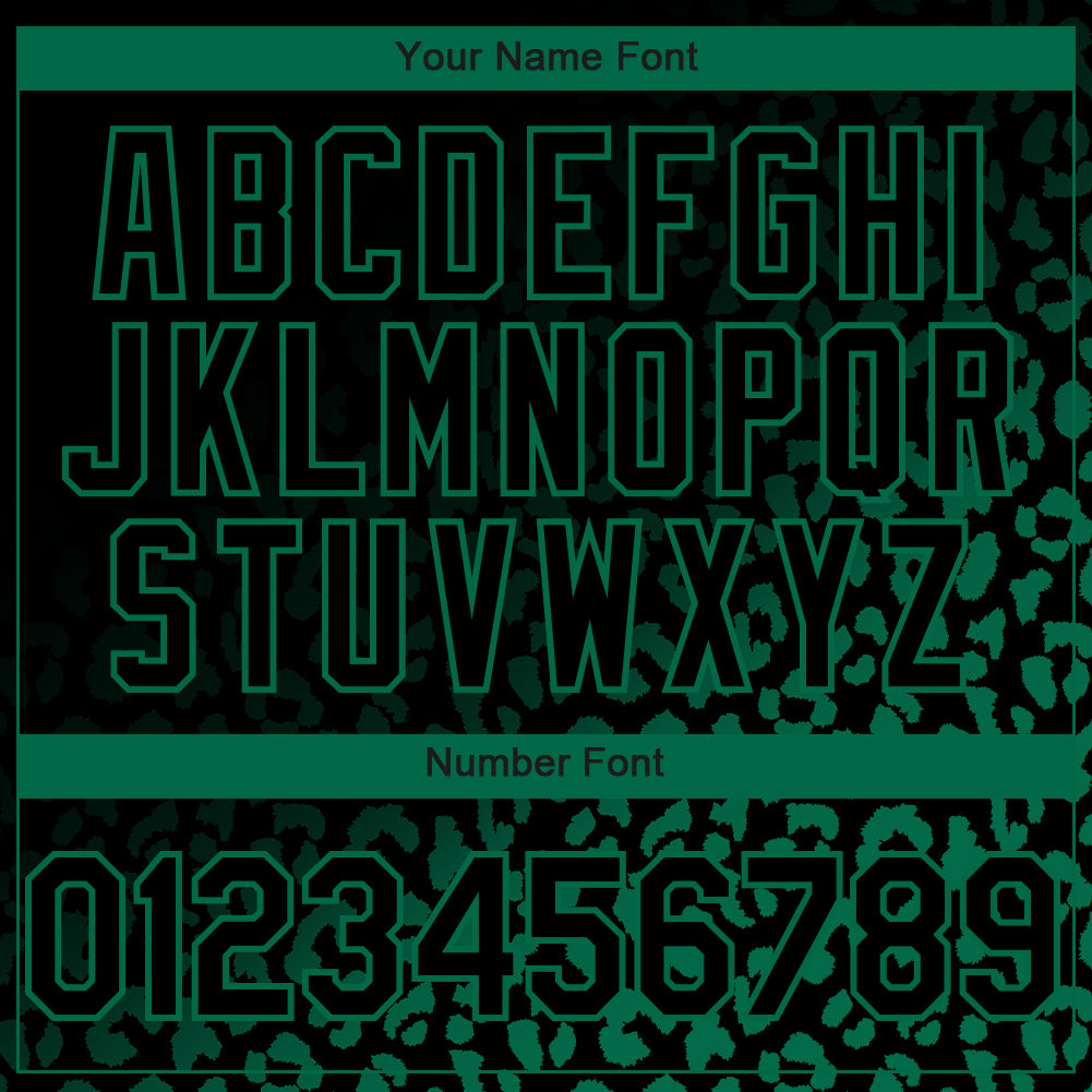 Custom Black Kelly Green 3D Pattern Design Leopard Print Fade Fashion Authentic Baseball Jersey - Sky-Custom