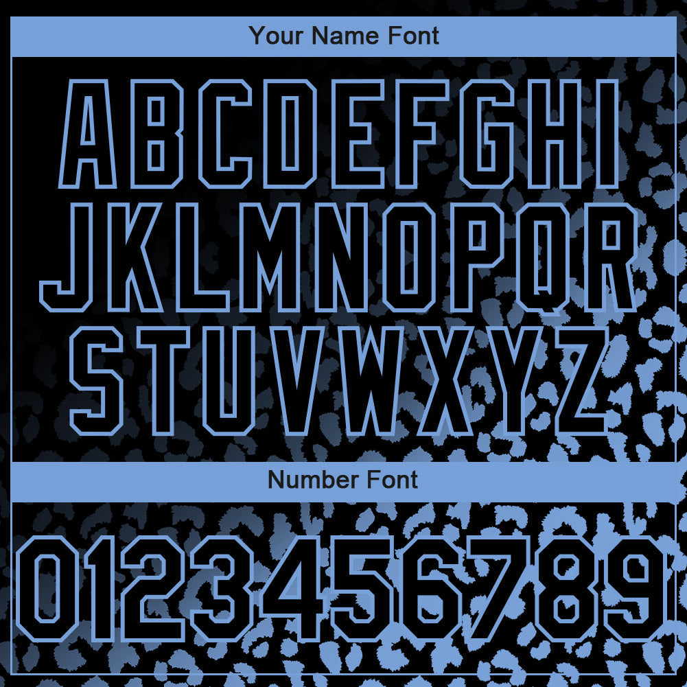 Custom Black Light Blue 3D Pattern Design Leopard Print Fade Fashion Authentic Baseball Jersey - Sky-Custom