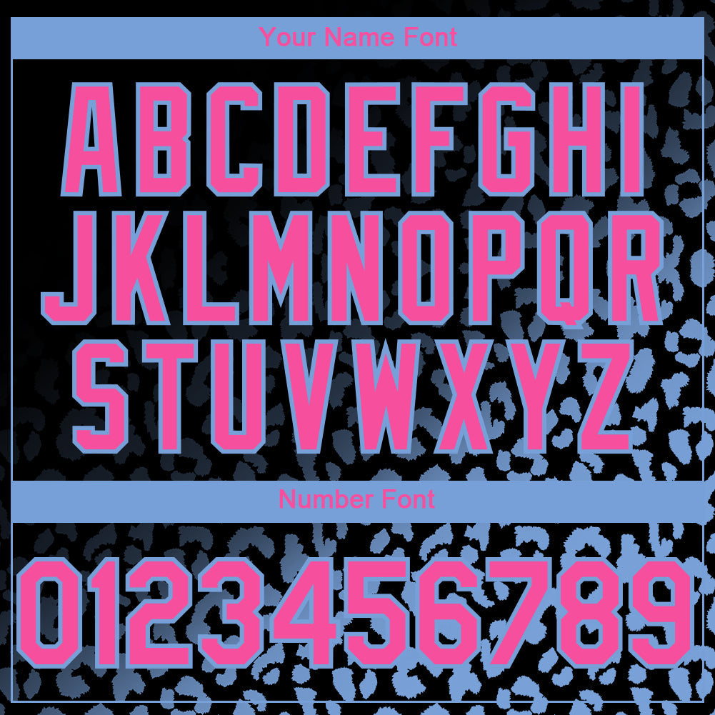Custom Black Pink-Light Blue 3D Pattern Design Leopard Print Fade Fashion Authentic Baseball Jersey - Sky-Custom