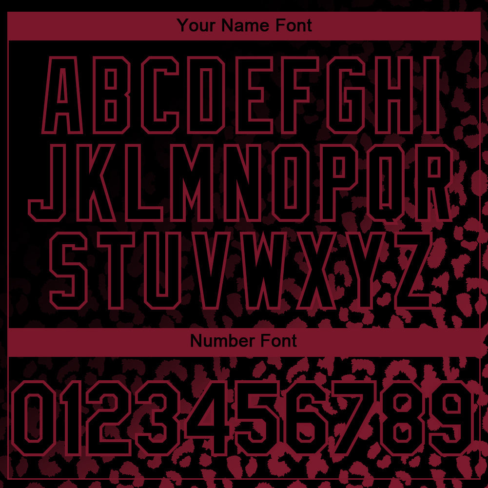 Custom Black Crimson 3D Pattern Design Leopard Print Fade Fashion Authentic Baseball Jersey - Sky-Custom