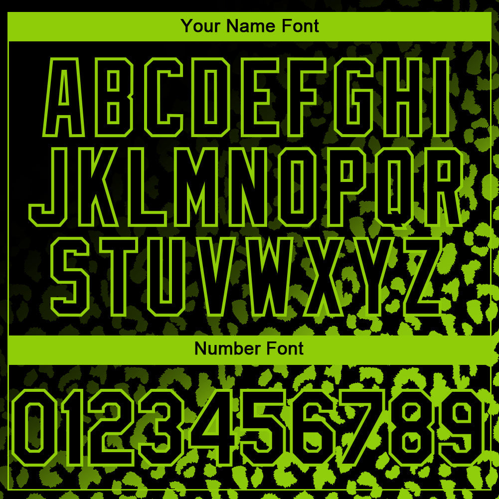 Custom Black Neon Green 3D Pattern Design Leopard Print Fade Fashion Authentic Baseball Jersey - Sky-Custom