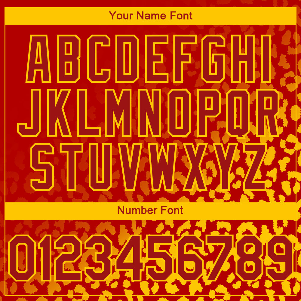 Custom Red Yellow 3D Pattern Design Leopard Print Fade Fashion Authentic Baseball Jersey - Sky-Custom