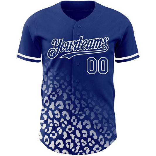 Custom Royal White 3D Pattern Design Leopard Print Fade Fashion Authentic Baseball Jersey - Sky-Custom