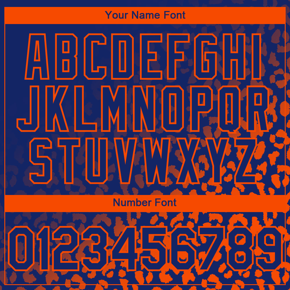 Custom Royal Orange 3D Pattern Design Leopard Print Fade Fashion Authentic Baseball Jersey - Sky-Custom
