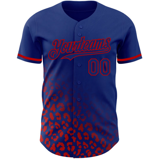 Custom Royal Red 3D Pattern Design Leopard Print Fade Fashion Authentic Baseball Jersey - Sky-Custom