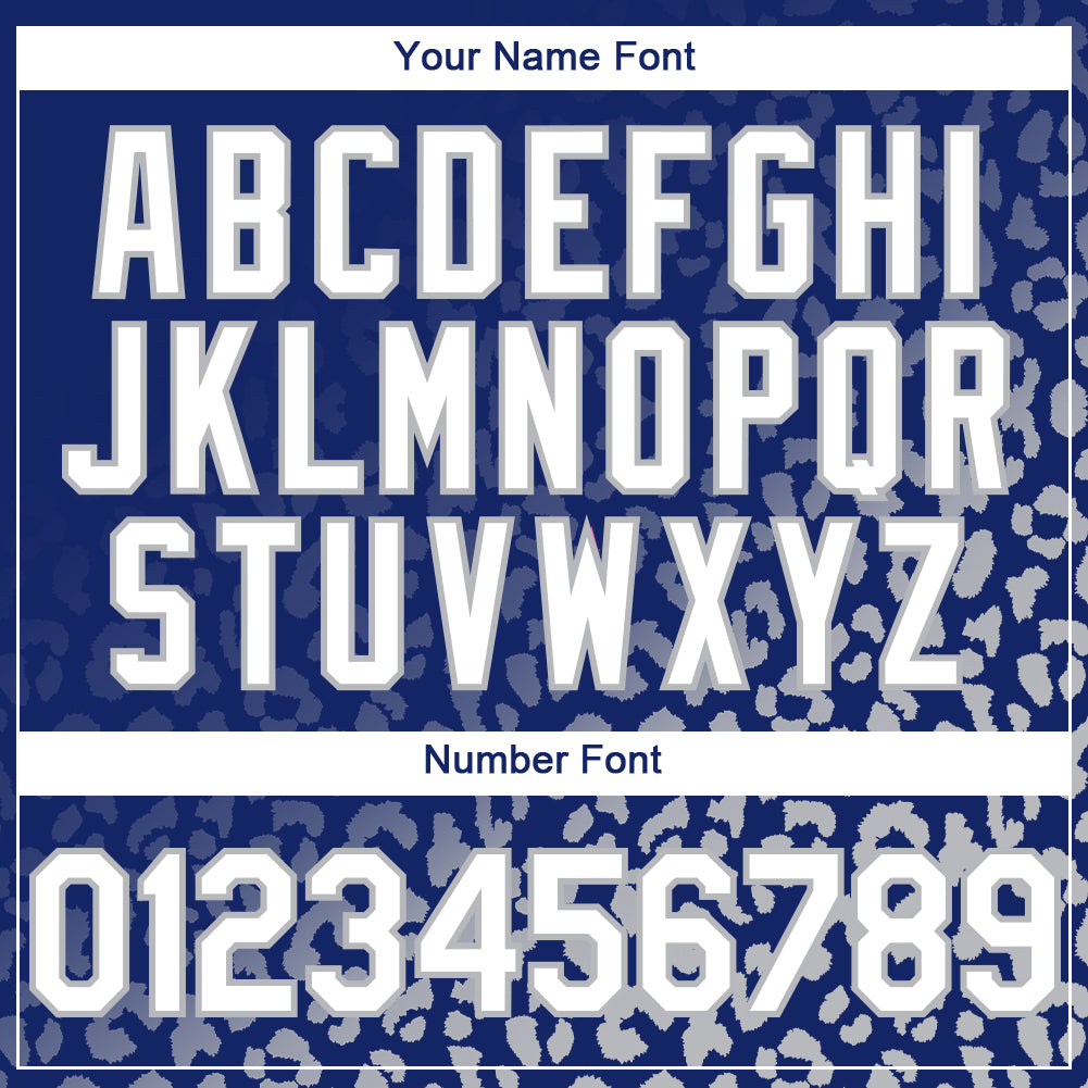 Custom Royal White-Gray 3D Pattern Design Leopard Print Fade Fashion Authentic Baseball Jersey - Sky-Custom